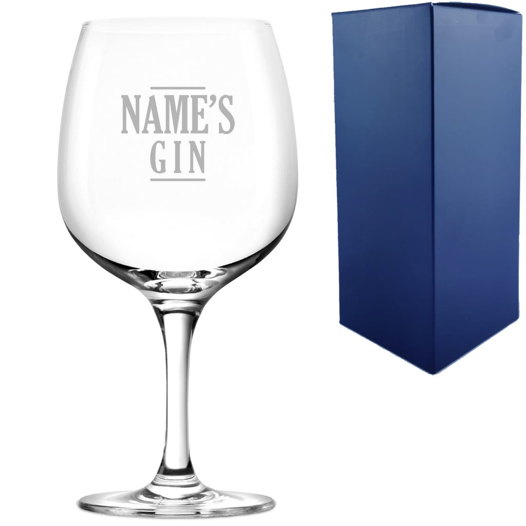 Engraved Spanish Gin Copa Balloon Cocktail Glass with Name's Gin Serif ...