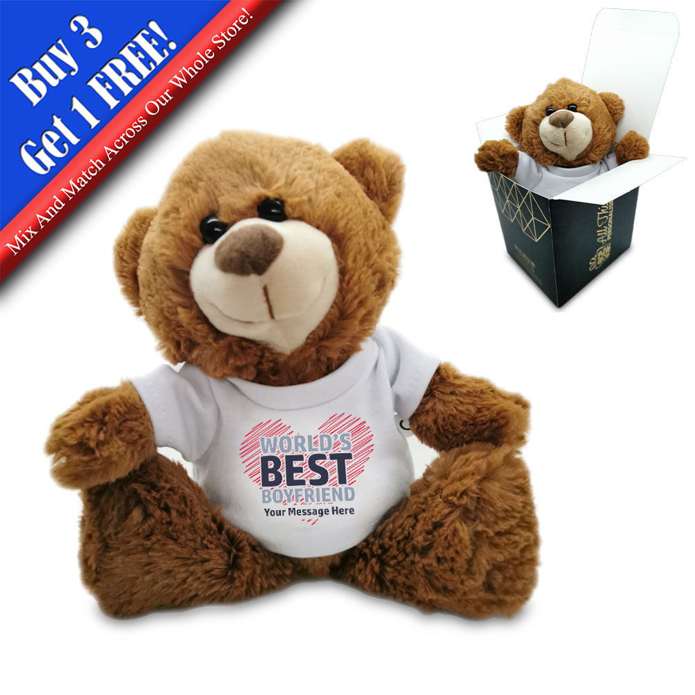Personalised Teddy Bear with World's Best Boyfriend Design - Picture 3 of 3