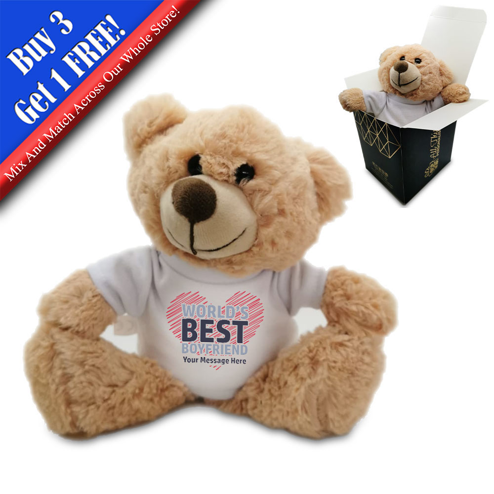 Personalised Teddy Bear with World's Best Boyfriend Design - Picture 2 of 3