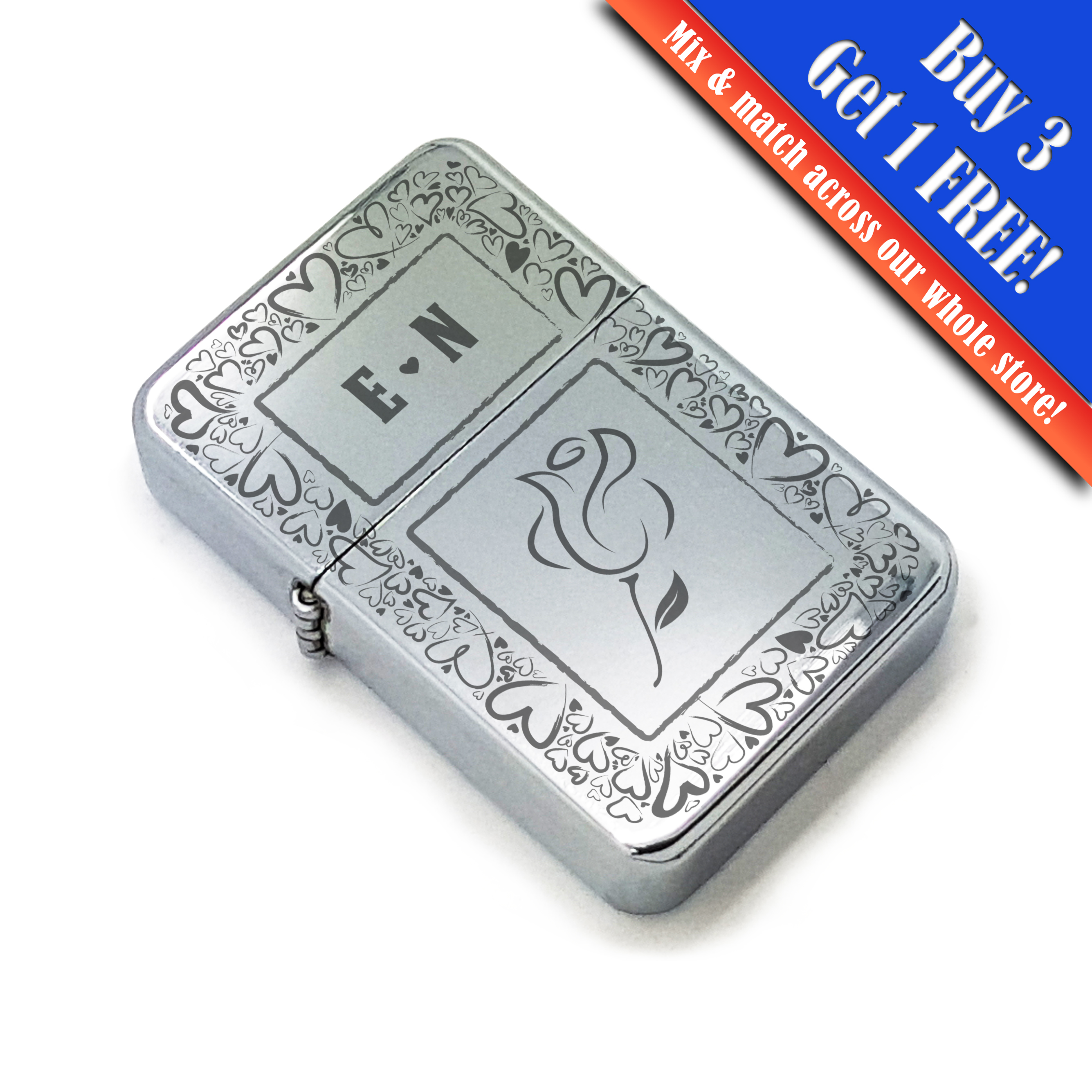 Personalised polished steel Lighters with Pattern Designs, gift box - Picture 15 of 16