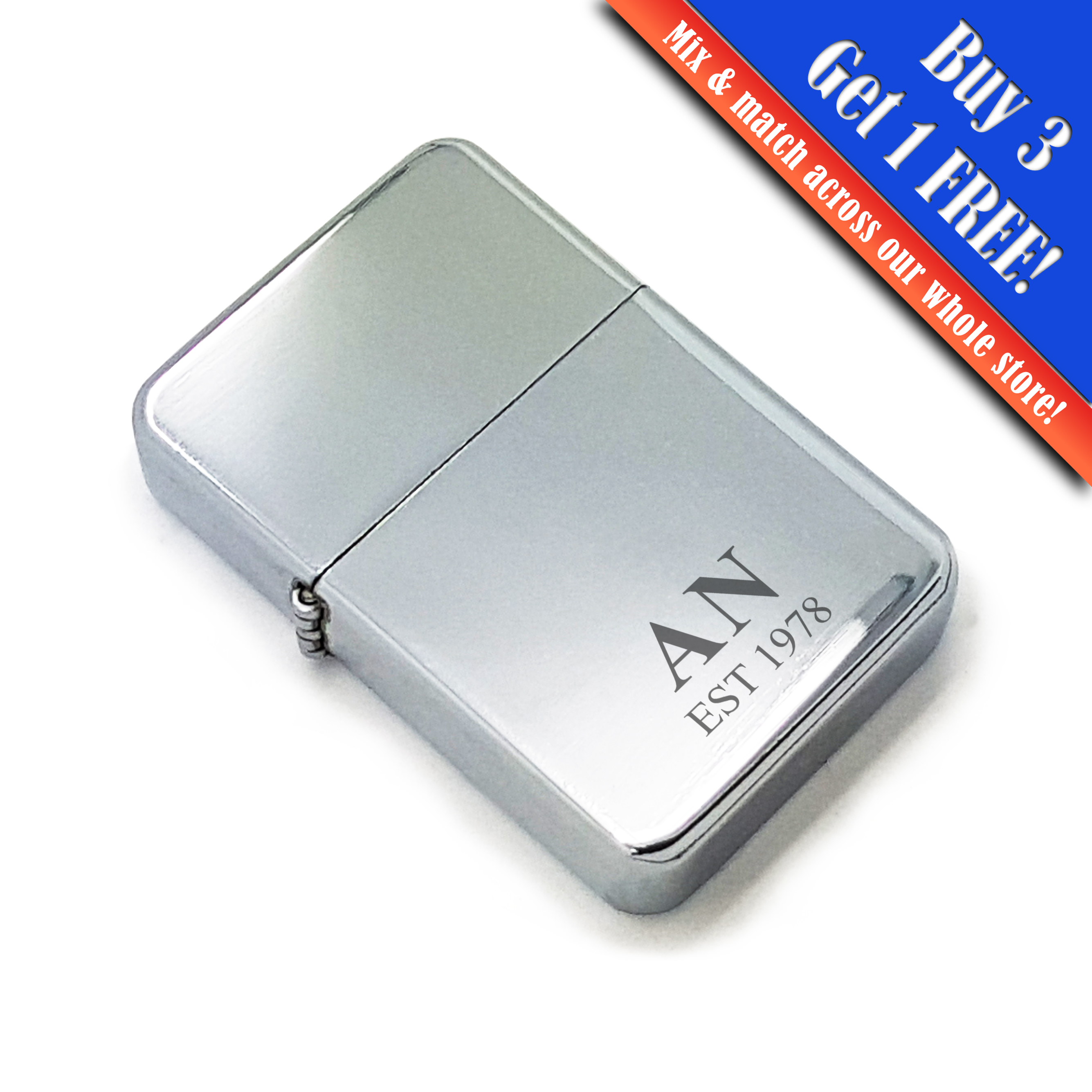 Personalised polished steel Lighters with Pattern Designs, gift box - Picture 13 of 16