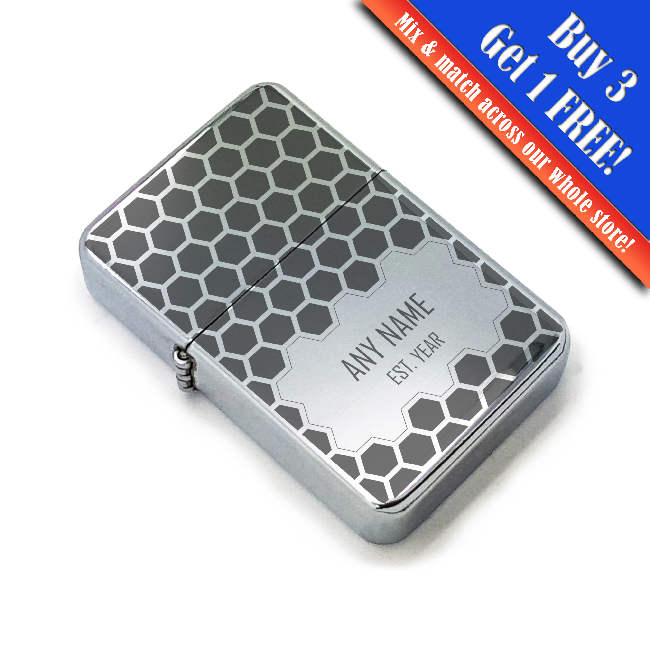 Personalised polished steel Lighters with Pattern Designs, gift box - Picture 11 of 16