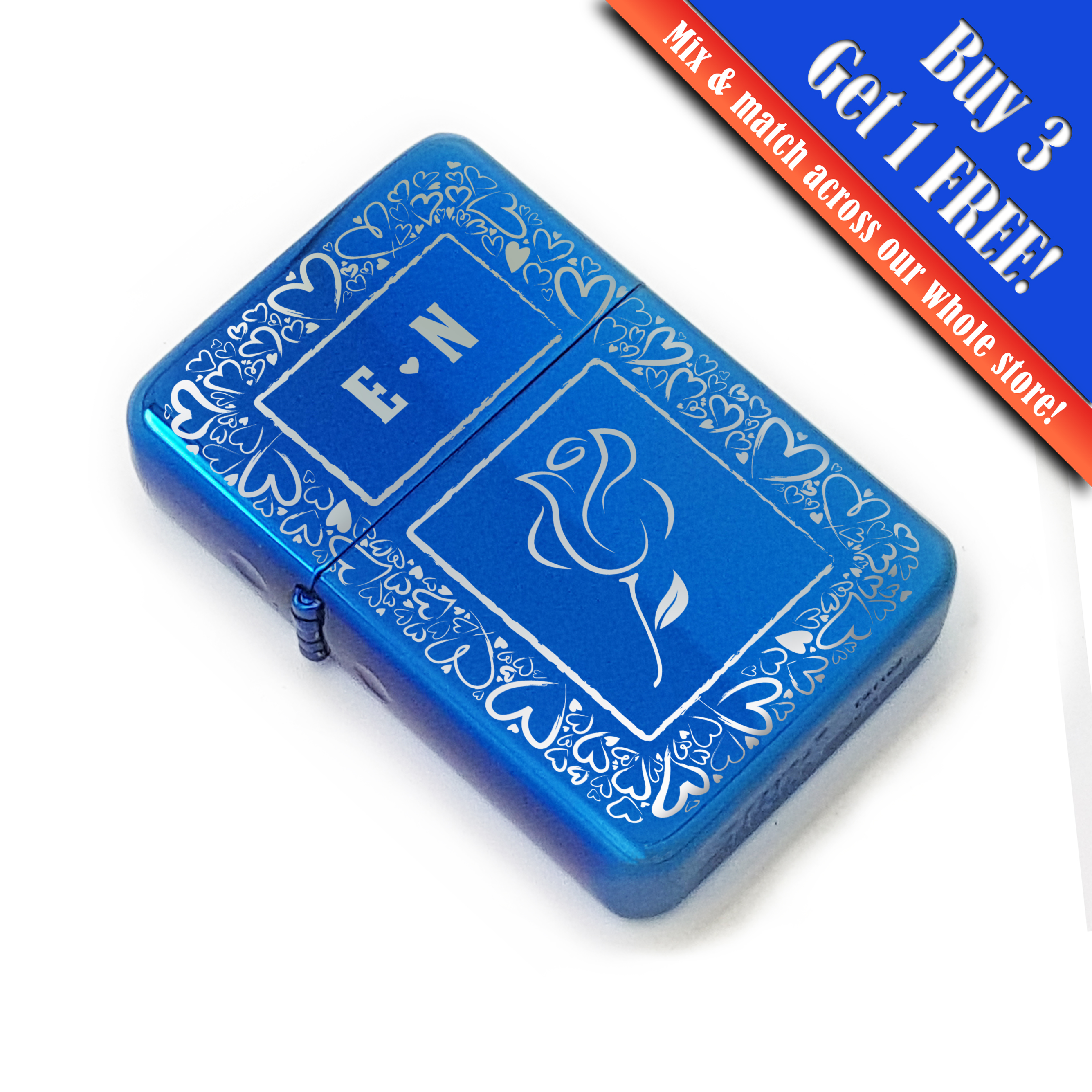 Personalised blue lighters with pattern designs, gift box - Picture 15 of 16