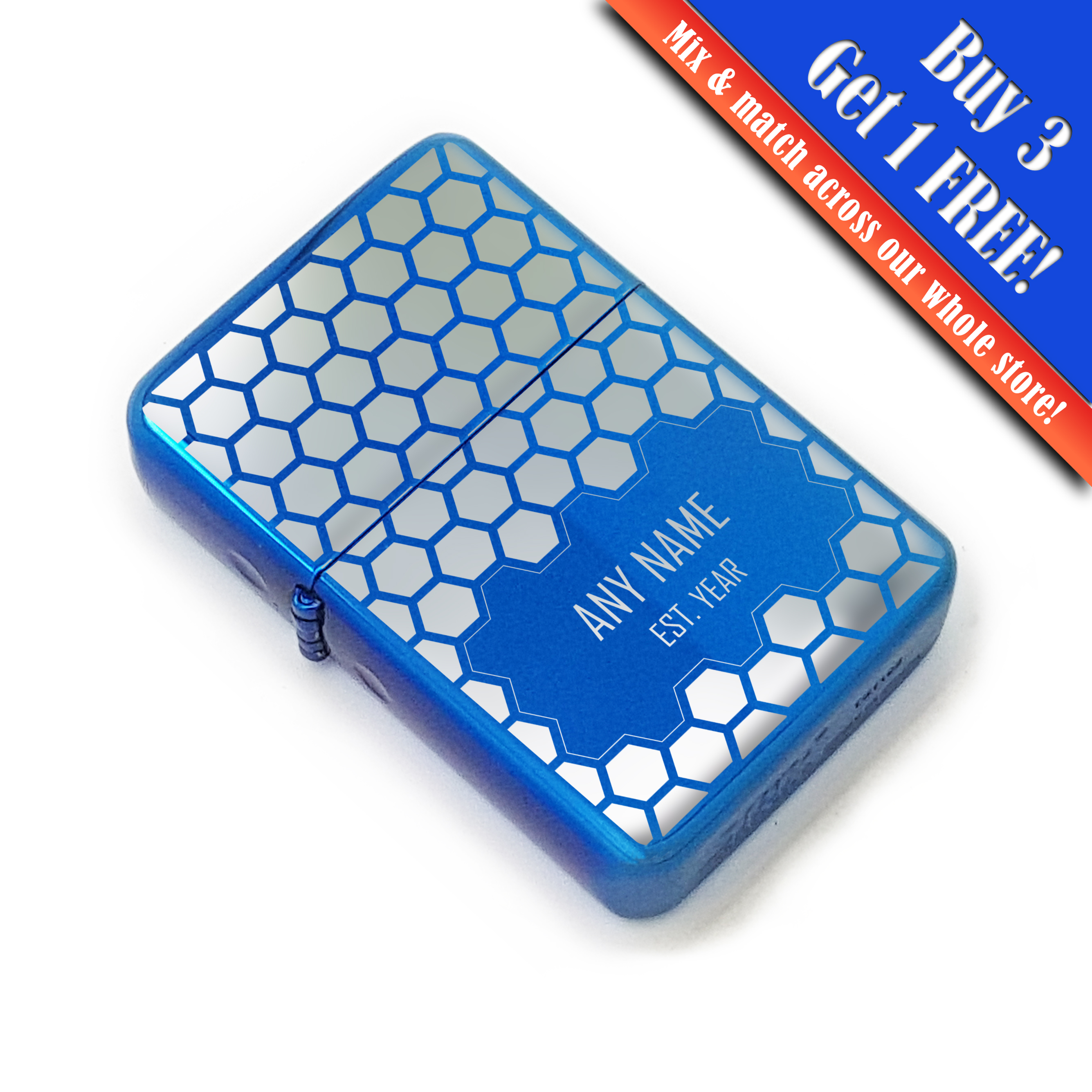 Personalised blue lighters with pattern designs, gift box - Picture 11 of 16