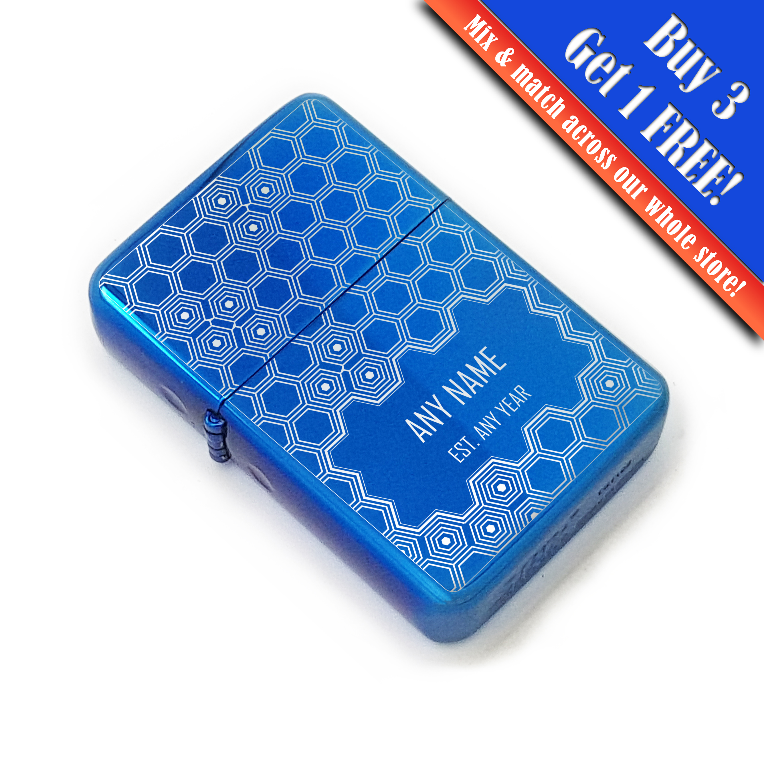 Personalised blue lighters with pattern designs, gift box - Picture 9 of 16